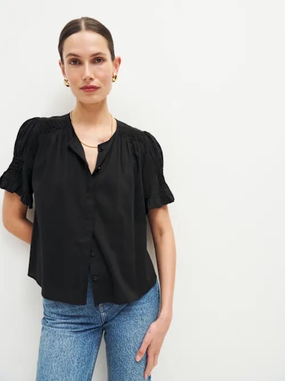 Reformation Adeline Top Black - Size S